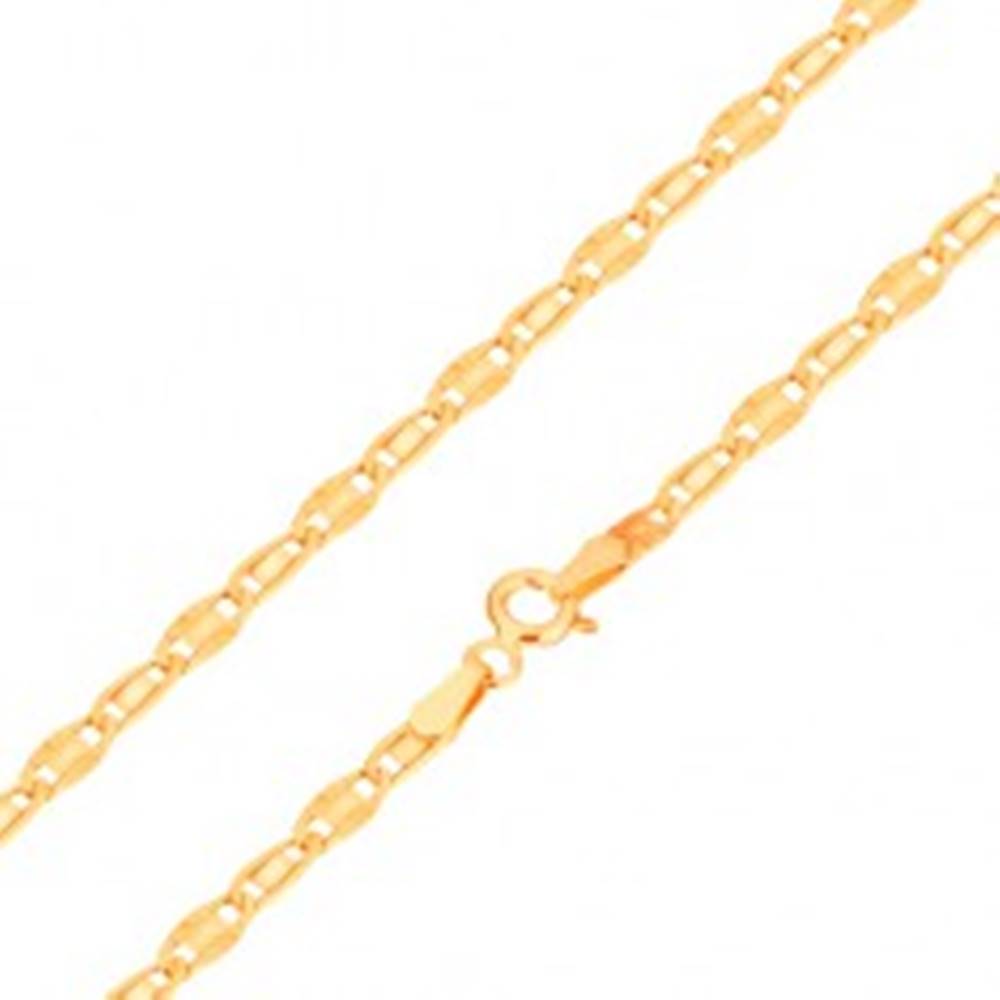 Šperky eshop Náramok v žltom 14K zlate, hladký a lúčovitý článok, 190 mm