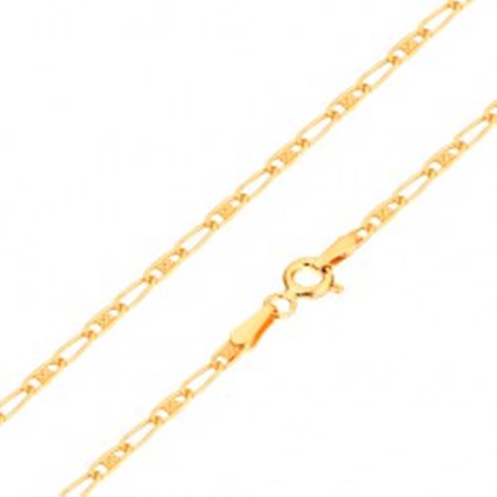 Šperky eshop Retiazka v žltom 14K zlate - oválne články - prázdne a s mriežkou, 440 mm