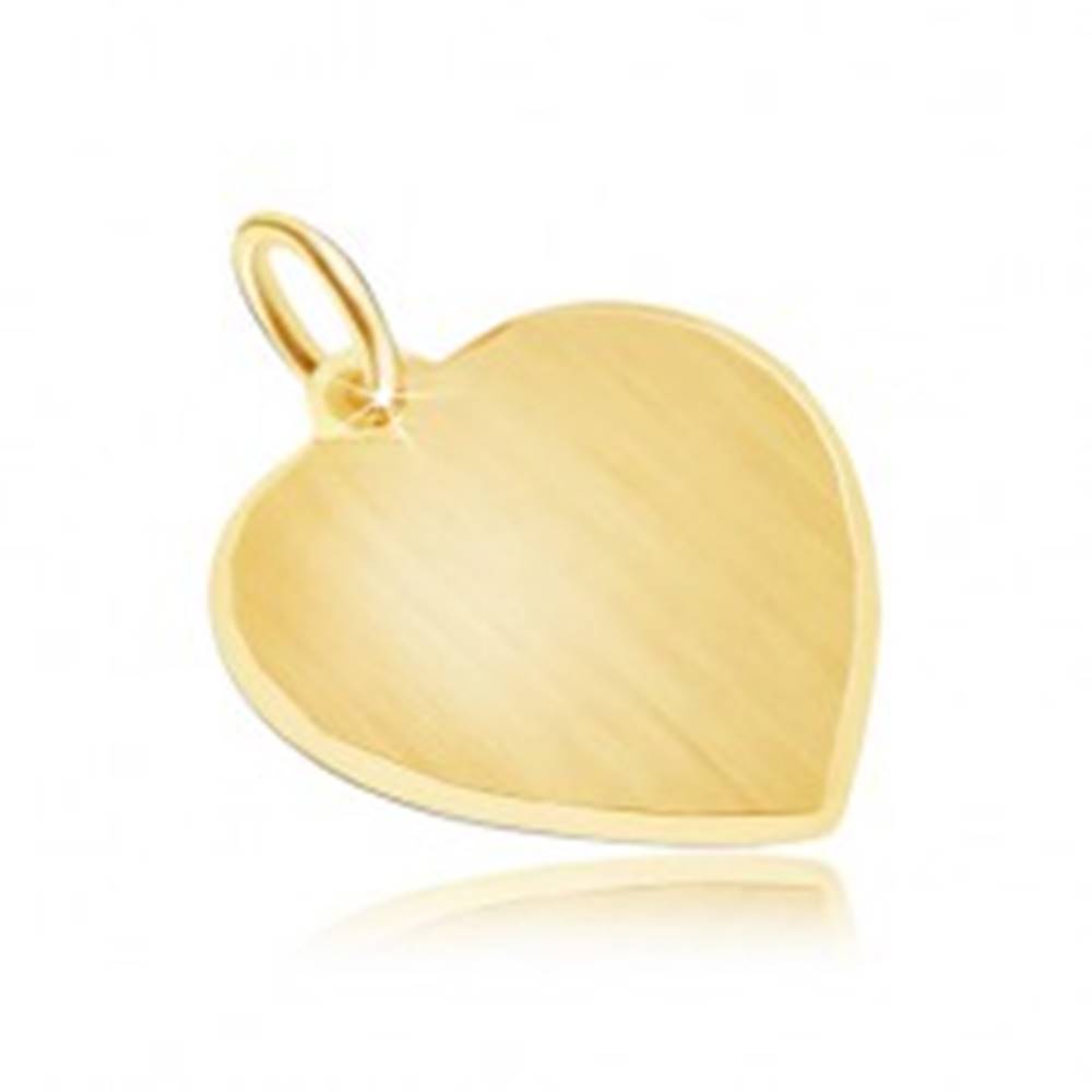 Šperky eshop Prívesok v žltom 14K zlate - súmerné saténové srdce, lesklý okraj
