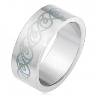 Oceľový prsteň, matný rovný povrch, ornament zo zatočených línií - Veľkosť: 55 mm