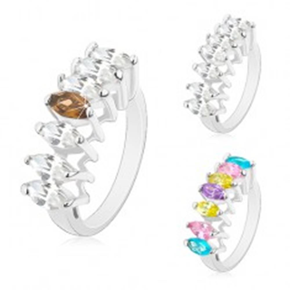 Šperky eshop Prsteň v striebornom odtieni, línia brúsených zrnkových zirkónov - Veľkosť: 49 mm, Farba: Mix