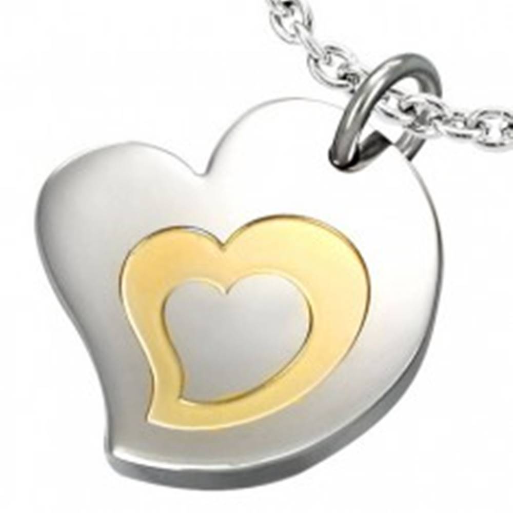 Šperky eshop Dvojfarebný prívesok z chirurgickej ocele, motív - trojité srdce