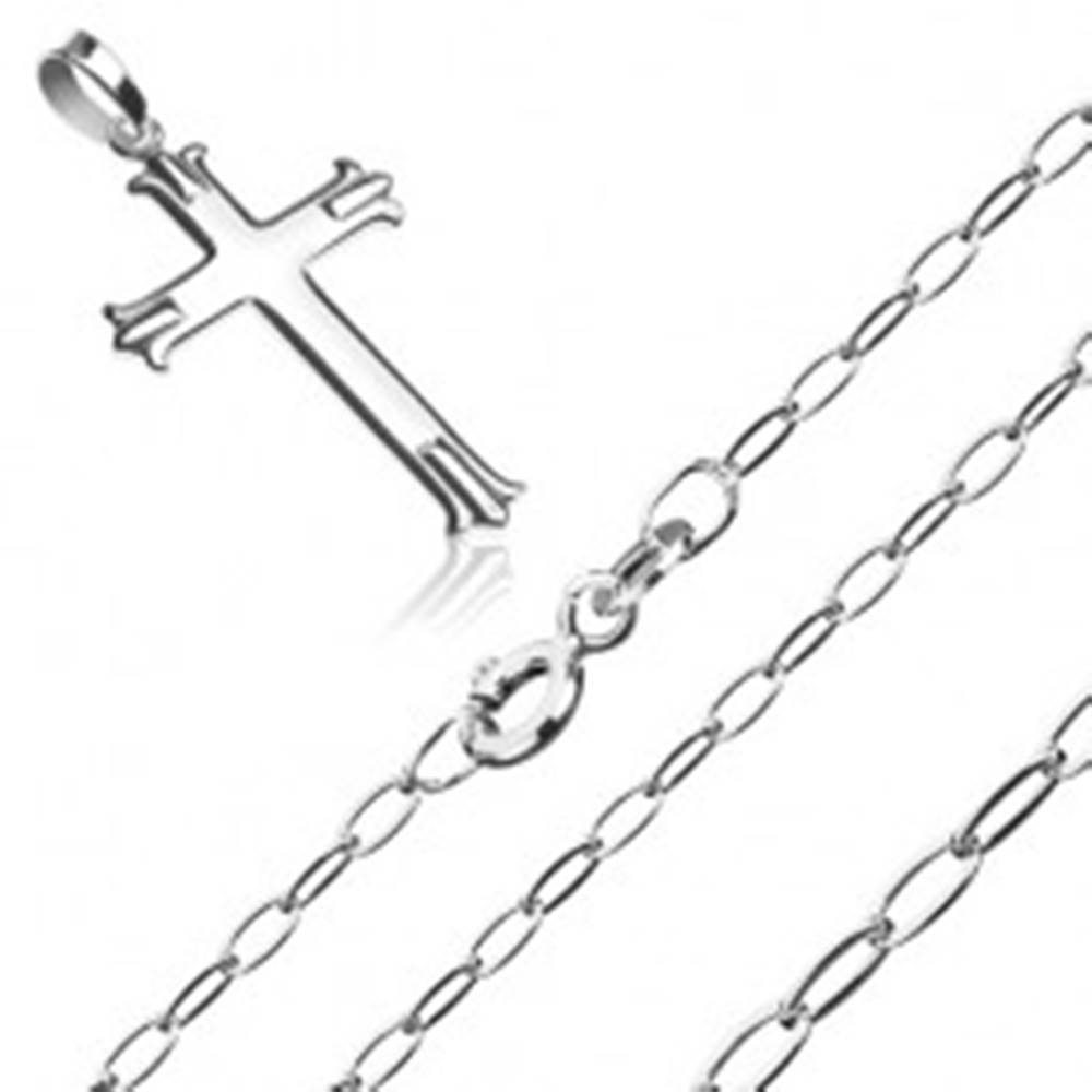 Šperky eshop Strieborný 925 náhrdelník - kríž s trojitými cípmi na lesklej retiazke