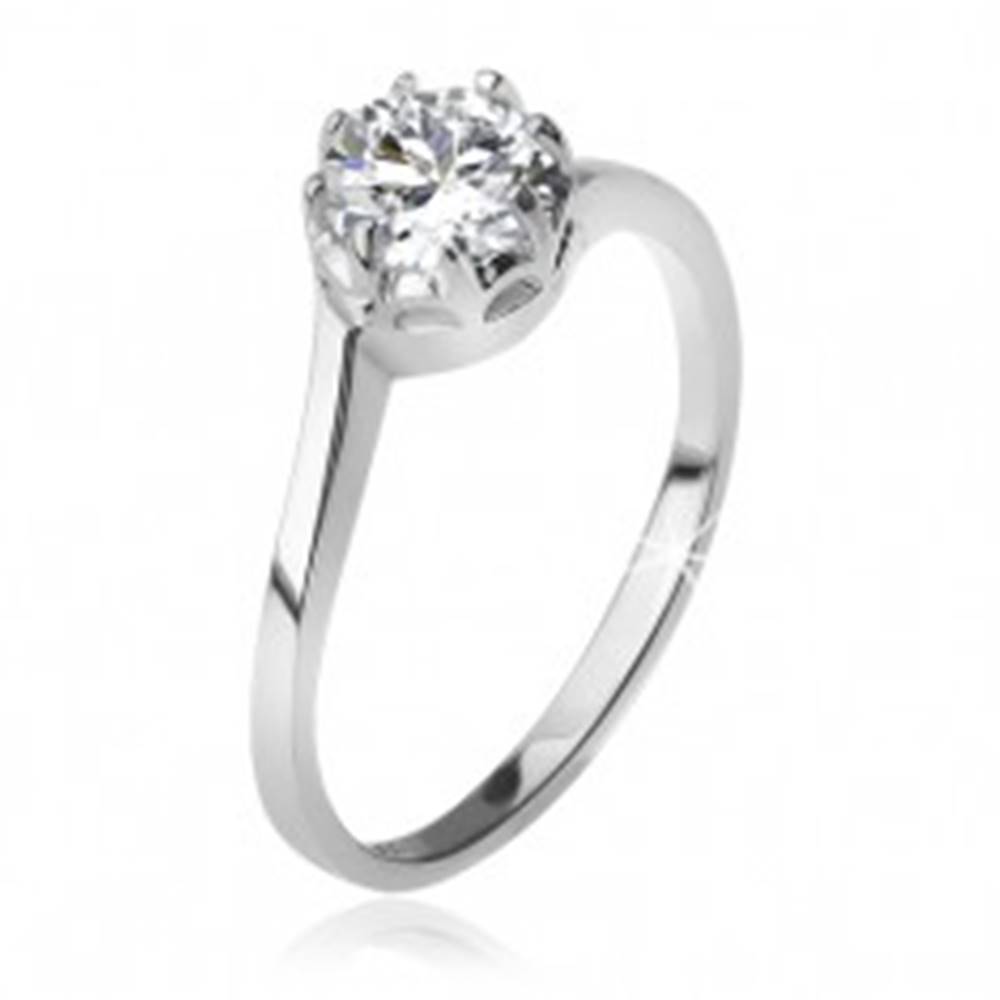 Šperky eshop Strieborný 925 prsteň, číry okrúhly zirkón v kotlíku - Veľkosť: 49 mm