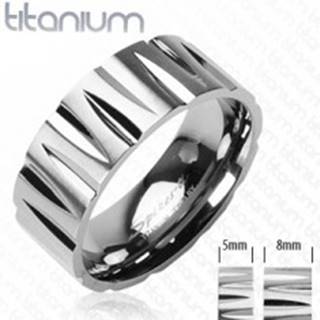 Titánový prsteň zárezy v tvare strely - Veľkosť: 49 mm