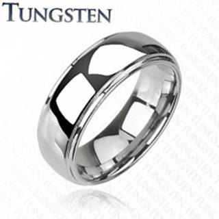 Tungstenový - Wolfrámový prsteň lesklý s vyvýšeným stredom - Veľkosť: 59 mm