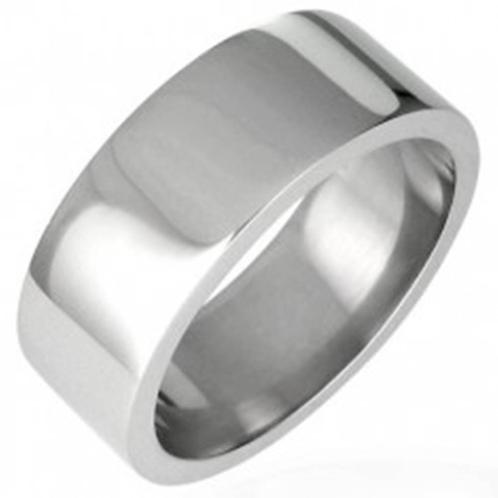 Šperky eshop Oceľový prsteň lesklý, rovný s hranou 8 mm - Veľkosť: 51 mm