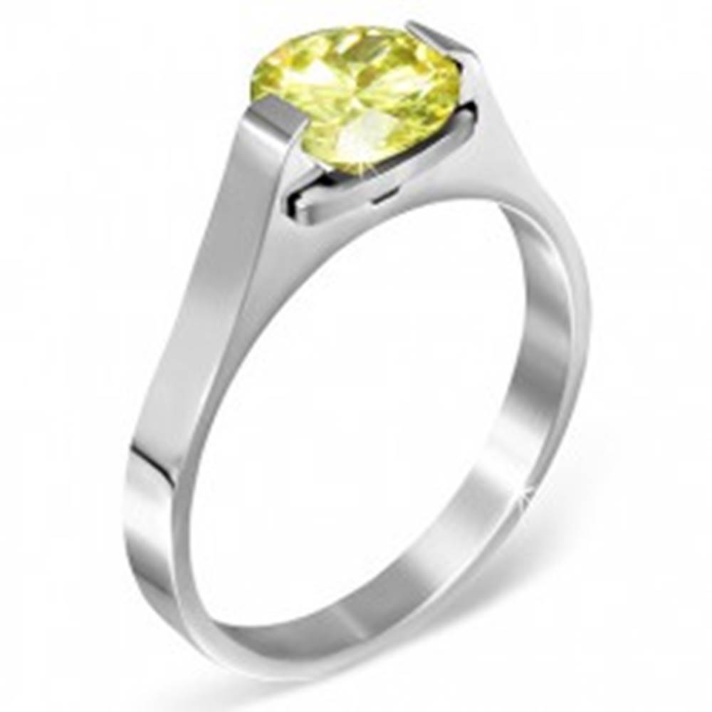 Šperky eshop Oceľový prsteň - mesačný kameň "November", postranné úchyty - Veľkosť: 50 mm
