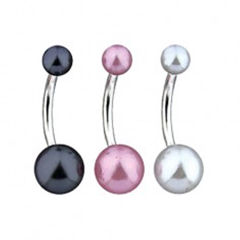 Šperky eshop Piercing do bruška - farebná perlová gulička - Farba piercing: Biela