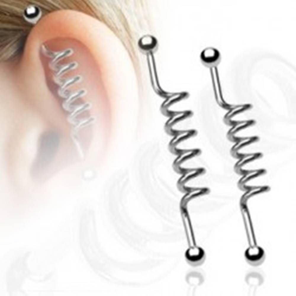 Šperky eshop Piercing do ucha špirála - Dĺžka piercingu: 32 mm