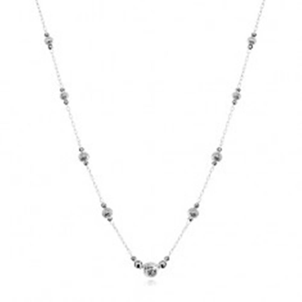 Šperky eshop Strieborný 925 náhrdelník, väčšie guličky so zárezmi a menšie hladké