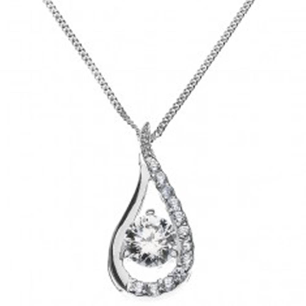 Šperky eshop Strieborný náhrdelník - predĺžená kvapka vykladaná zirkónmi, zo striebra 925