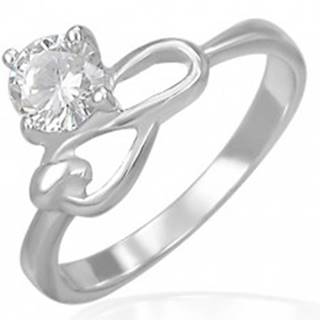 Oceľový zásnubný prsteň - číry zirkón a symbol nekonečna - Veľkosť: 49 mm
