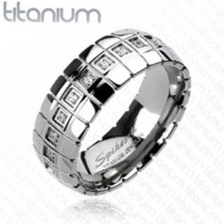 Titánový prsteň - zirkónový pás, vertikálne linky - Veľkosť: 59 mm