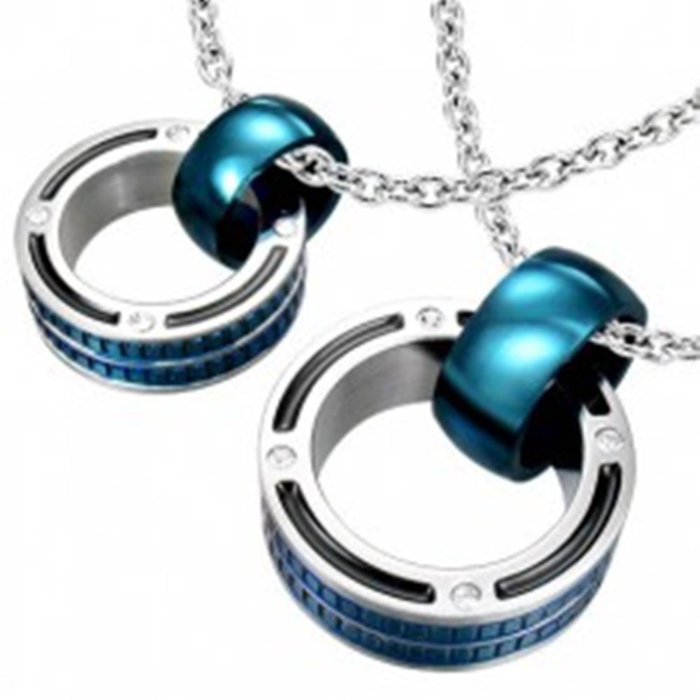 Šperky eshop Prívesky pre pár - mohutné prstence v modrej farbe, zirkóny
