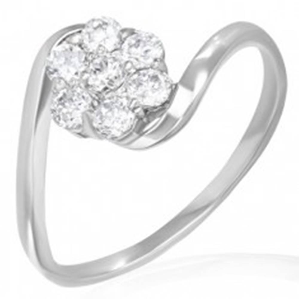 Šperky eshop Snubný prsteň - dúhový kvietok zo zirkónov - Veľkosť: 50 mm