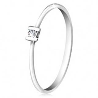 Briliantový prsteň z bieleho zlata 585 - trblietavý číry diamant uchytený paličkami - Veľkosť: 49 mm