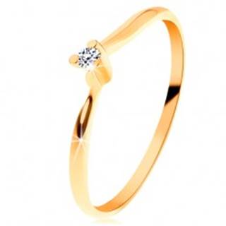 Ligotavý prsteň zo žltého 14K zlata - číry brúsený diamant, tenké ramená - Veľkosť: 49 mm