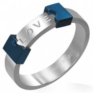 Oceľový prsteň LOVE - rozpoltené srdce - Veľkosť: 48 mm