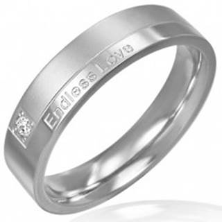 Prsteň z ocele - moderný dizajn, romantický nápis - Veľkosť: 51 mm