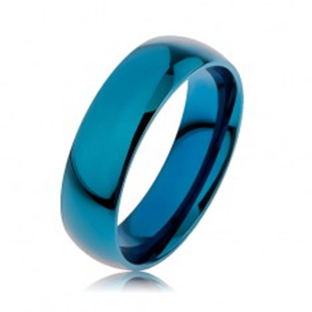 Šperky eshop Prsteň z chirurgickej ocele v modrej farbe, povrch anodizovaný titánom, 6 mm - Veľkosť: 56 mm
