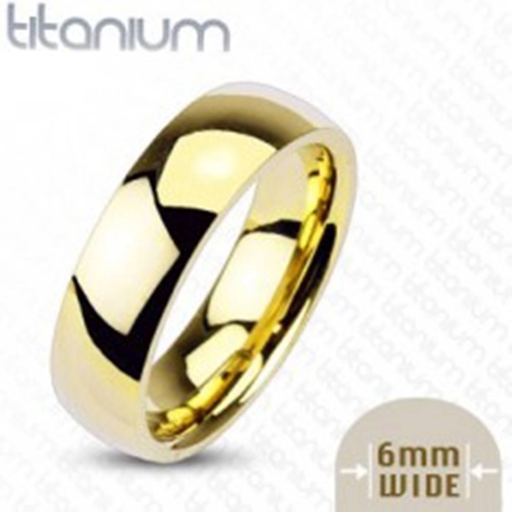 Šperky eshop Titánová obrúčka zlatej farby, 6 mm - Veľkosť: 49 mm