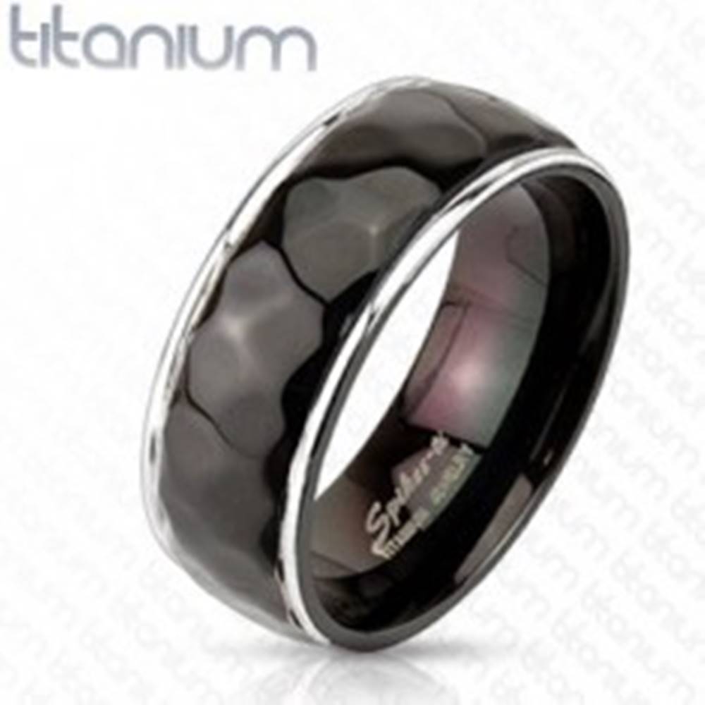 Šperky eshop Titánový prsteň - vzor kosoštvorcov s oblými hranami - Veľkosť: 59 mm