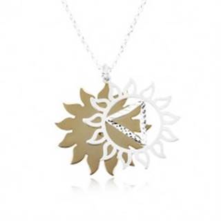 Strieborný 925 náhrdelník, vyrezávané slnko v dvojfarebnej kombinácii