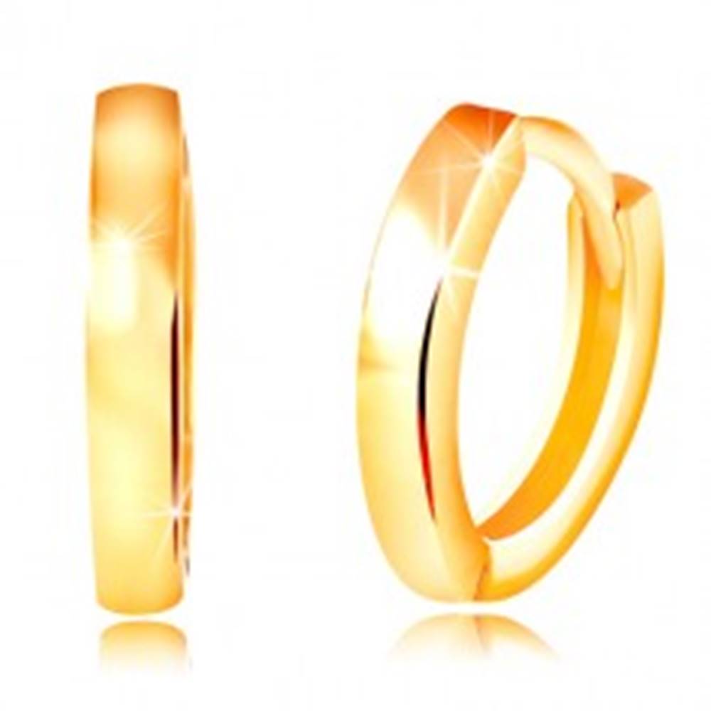 Šperky eshop Náušnice v žltom 14K zlate - úzke ovály s lesklým hladkým povrchom