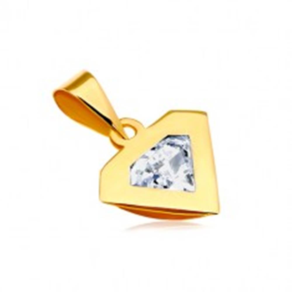 Šperky eshop Prívesok v žltom 14K zlate - silueta diamantu, ligotavý číry zirkón