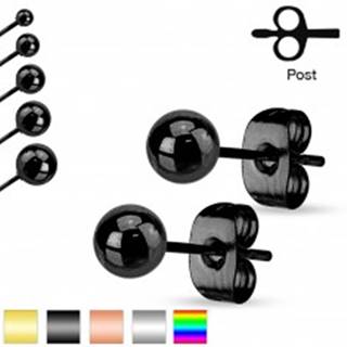 Oceľové náušnice, guličky s lesklým hladkým povrchom, 6 mm - Farba: Čierna