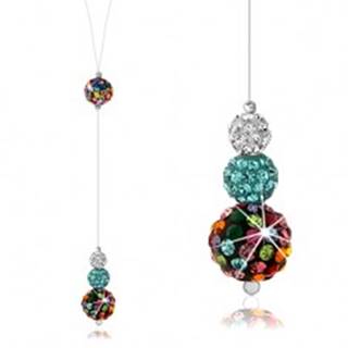 Strieborný náhrdelník 925, silon, farebné guľôčky zdobené Preciosa kryštálmi