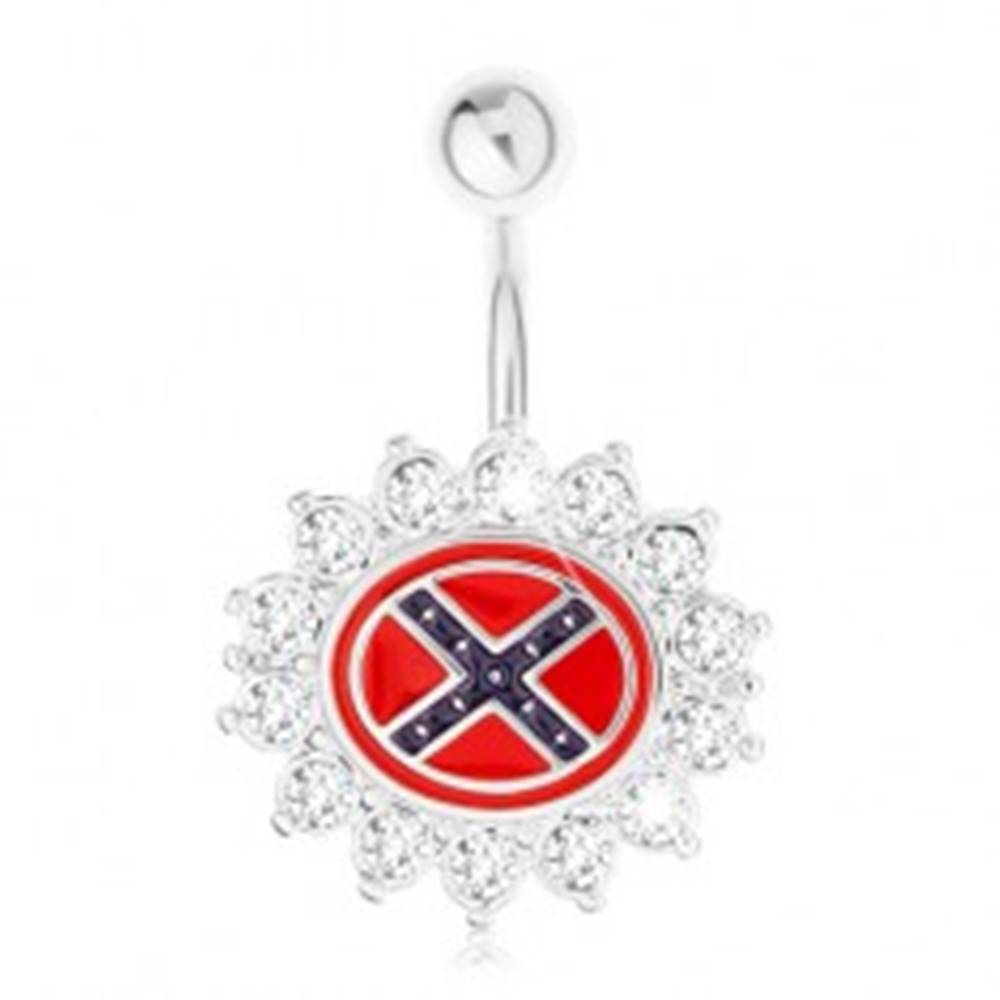Šperky eshop Piercing do brucha z ocele 316L, kvet so zirkónovým lemom, južanská vlajka