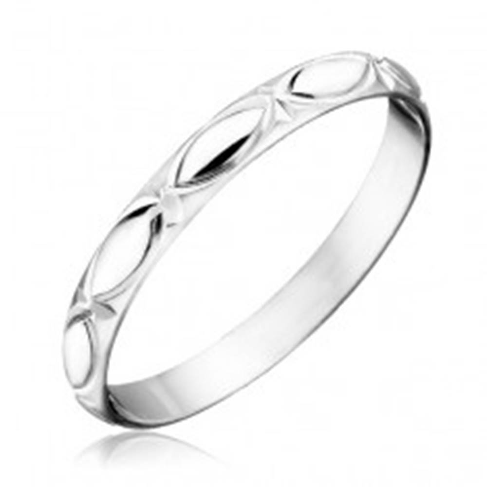 Šperky eshop Strieborný prsteň 925 - obrysy zrnka a lúče - Veľkosť: 50 mm