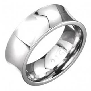 Oceľový prsteň - zrkadlovo lesklý s priehlbinou, striebornej farby - Veľkosť: 56 mm