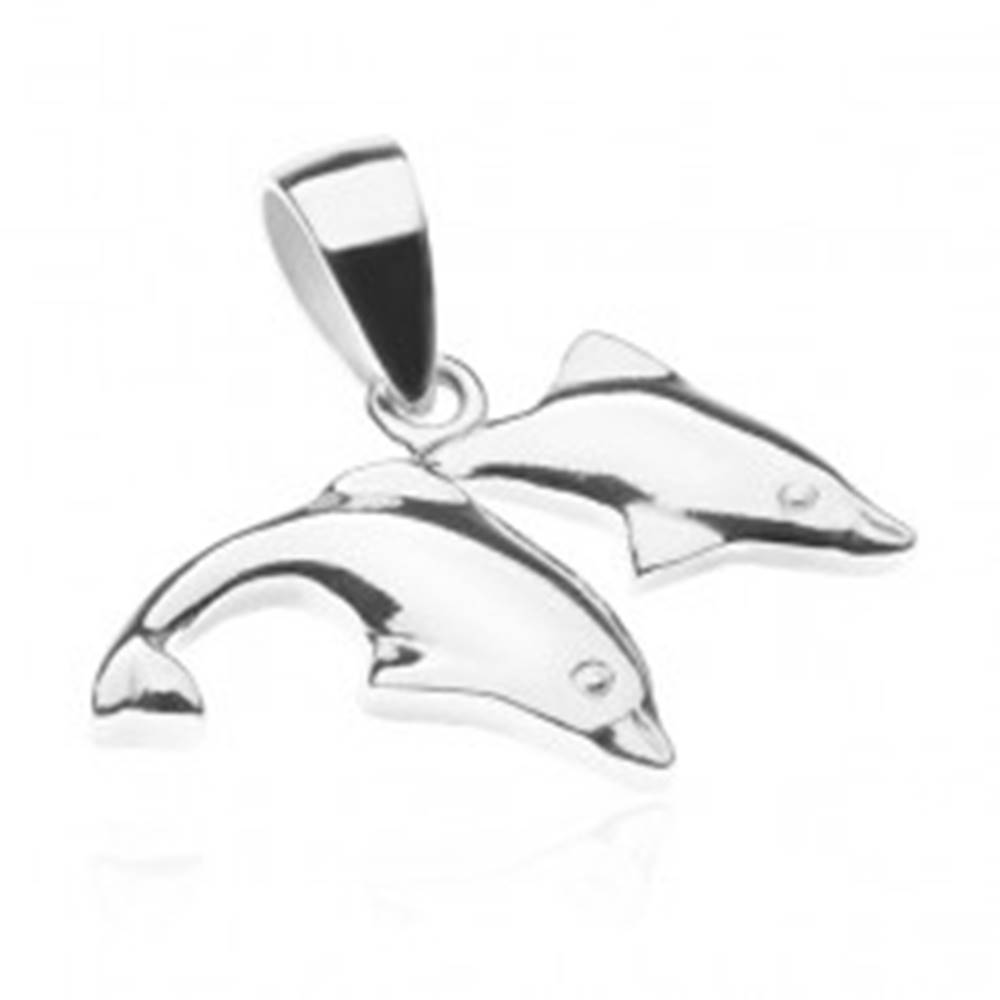 Šperky eshop Strieborný prívesok 925 - dva skákajúce delfíny