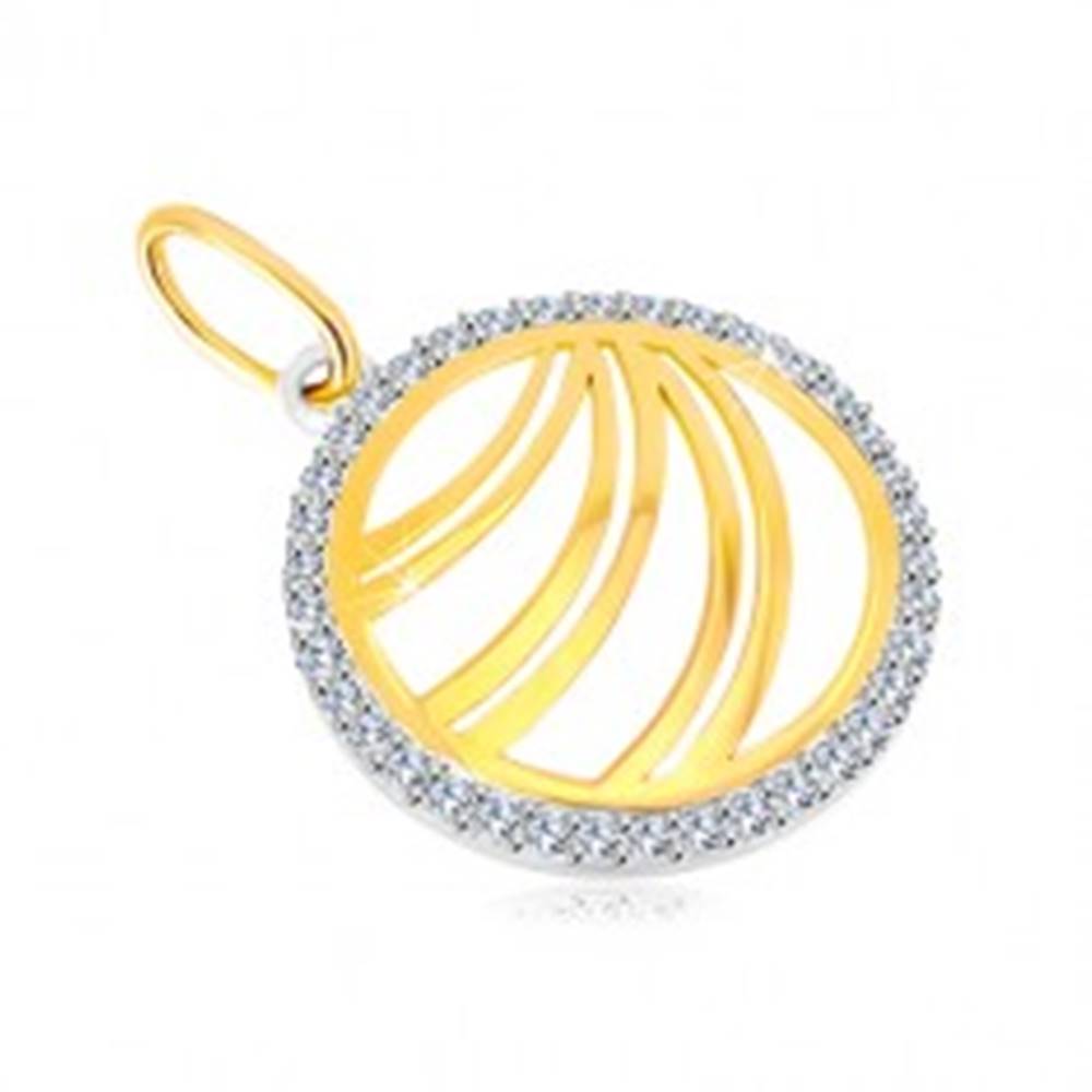 Šperky eshop Zlatý prívesok 585 - zdvojené línie v zirkónovom prstenci z bieleho zlata
