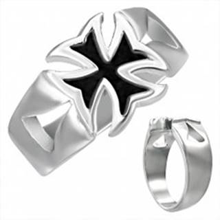 Mohutný oceľový prsteň s patinovaným maltézskym krížom - Veľkosť: 54 mm