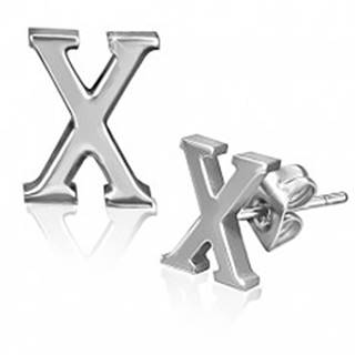 Oceľové náušnice - hladký tvar písmena X