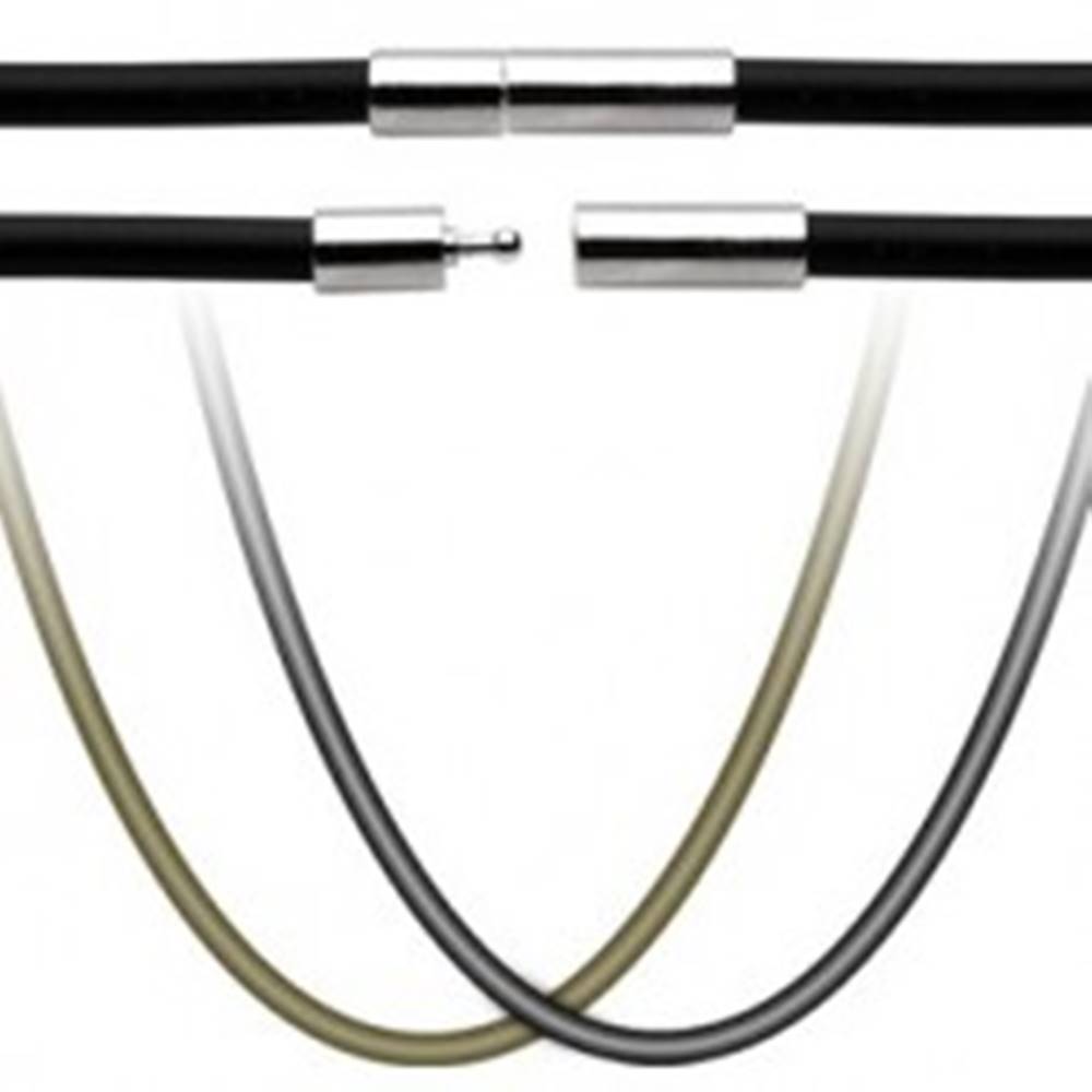 Šperky eshop Gumená šnúrka na prívesok - uzáver z chirurgickej ocele - Dĺžka: 444 mm, Farba: Čierna