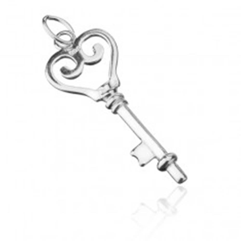 Šperky eshop Prívesok zo striebra 925 - srdcový kľúčik