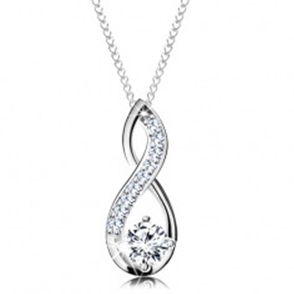 Šperky eshop Strieborný náhrdelník 925, prívesok slučky s okrúhlym čírym zirkónom