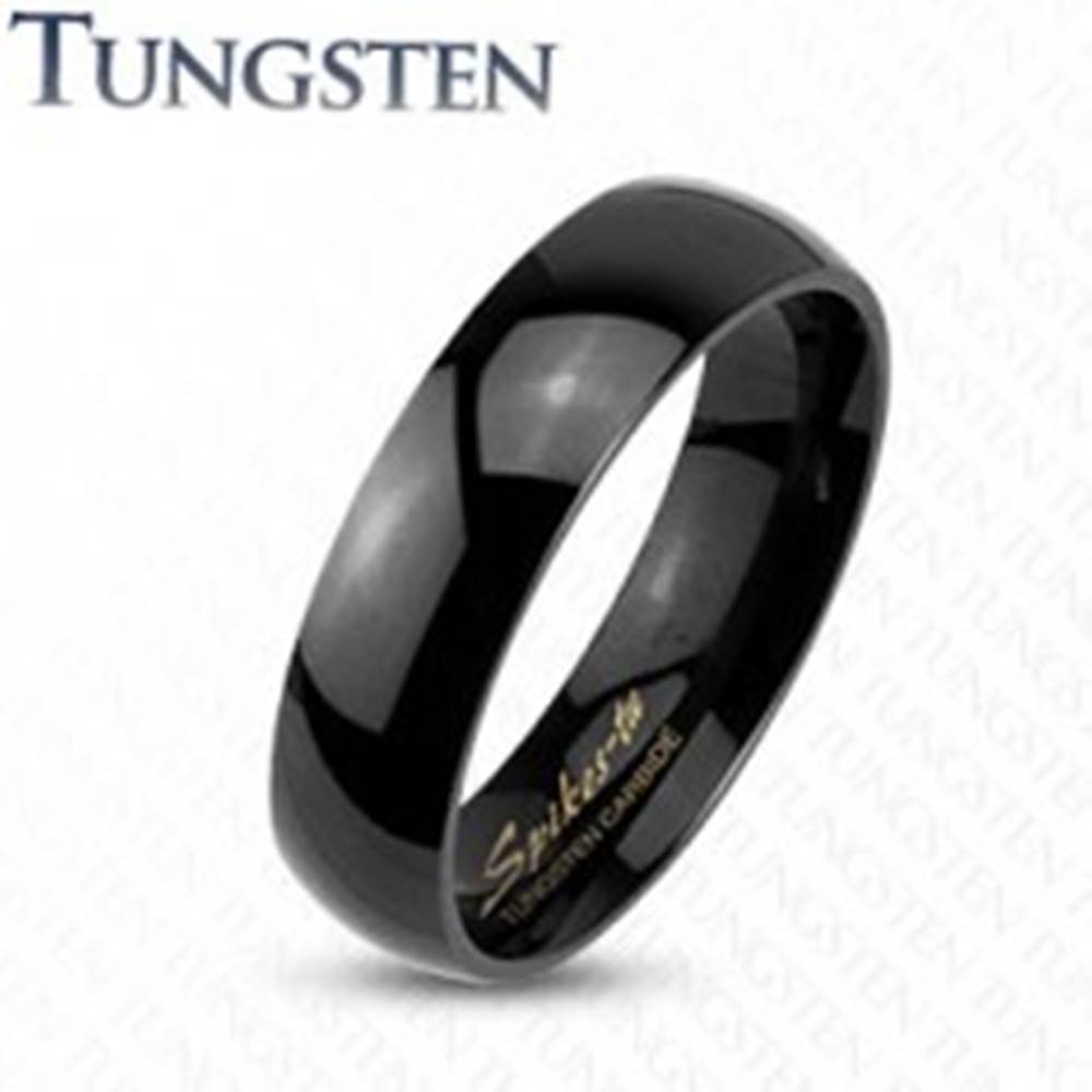 Šperky eshop Tungstenový hladký čierny prsteň, vysoký lesk, 2 mm - Veľkosť: 47 mm