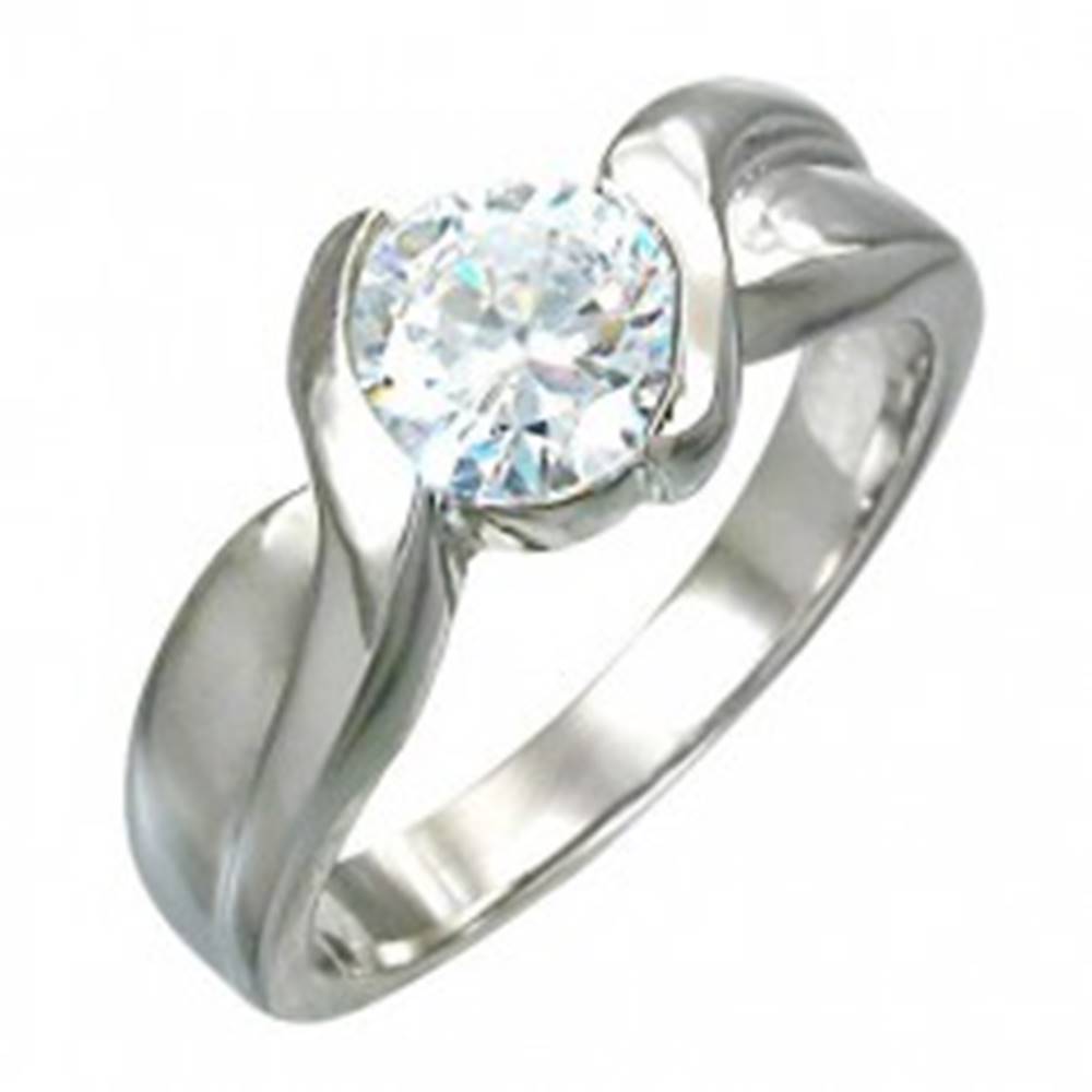 Šperky eshop Zásnubný prsteň prepletaný s očkom zo zirkónu - Veľkosť: 49 mm