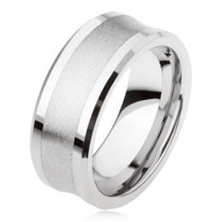 Tungstenový prsteň striebornej farby, matný stredný pás, lesklé vystupujúce okraje - Veľkosť: 49 mm