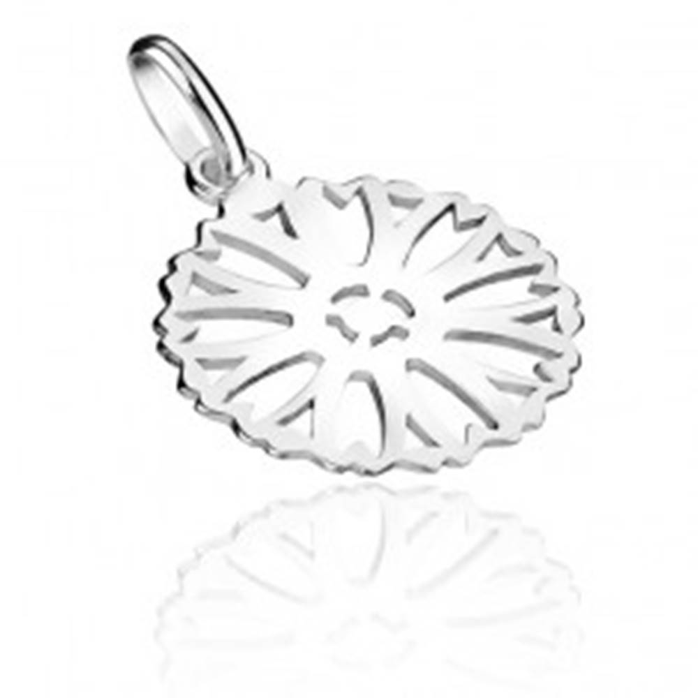 Šperky eshop Prívesok zo striebra 925 - kvet v kruhu s vrúbkovaným okrajom