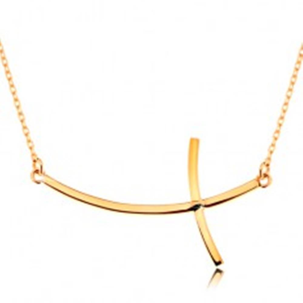 Šperky eshop Zlatý náhrdelník 585 - krížik so zahnutými ramenami na retiazke z oválnych očiek