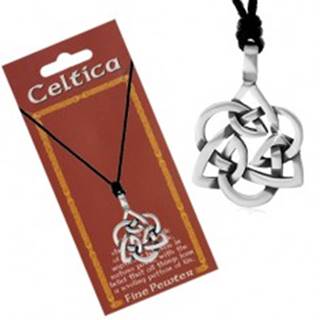 Šnúrkový náhrdelník, patinovaný prívesok striebornej farby - keltský uzol