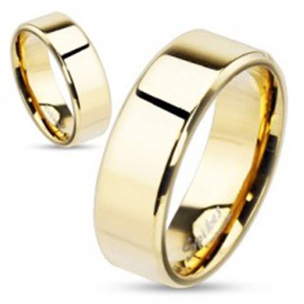 Šperky eshop Obrúčka z ocele v zlatej farbe so skosenými hranami, 8 mm - Veľkosť: 59 mm