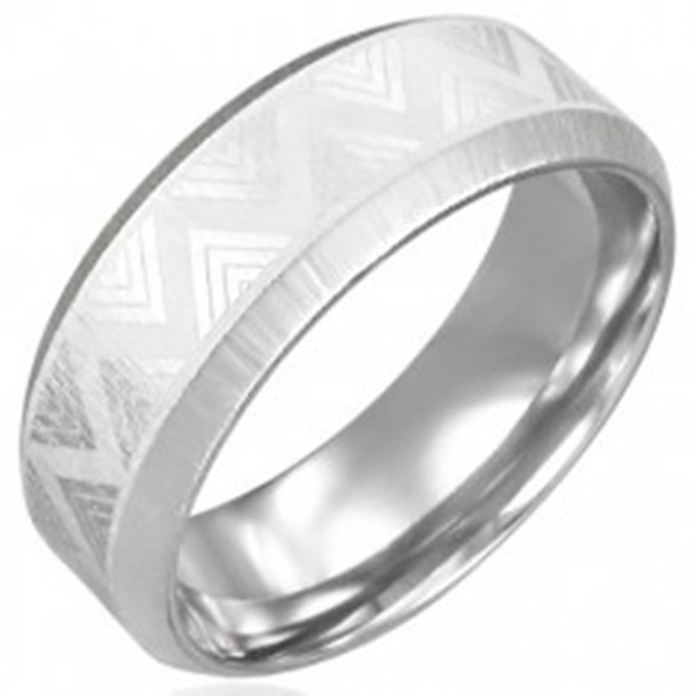 Šperky eshop Oceľový prsteň so skosenými hranami - Triangel - Veľkosť: 54 mm